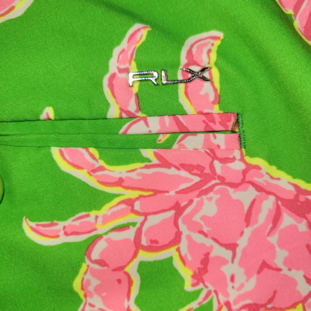 RLX Ralph Lauren Mens Green Pink Crab Lobster Golf Shorts Size 38 Stretch Prep - Picture 6 of 9